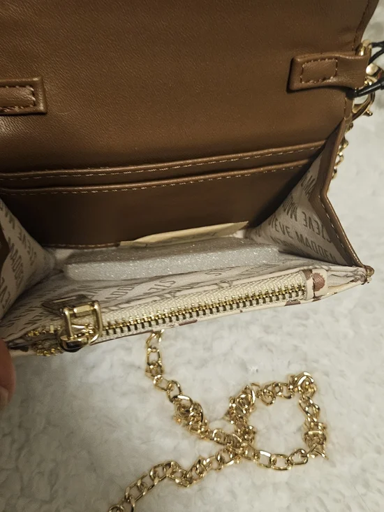 Steve Madden Brown & Cream Cow-Print Studded wallet Crossbody - Picture 2 of 2